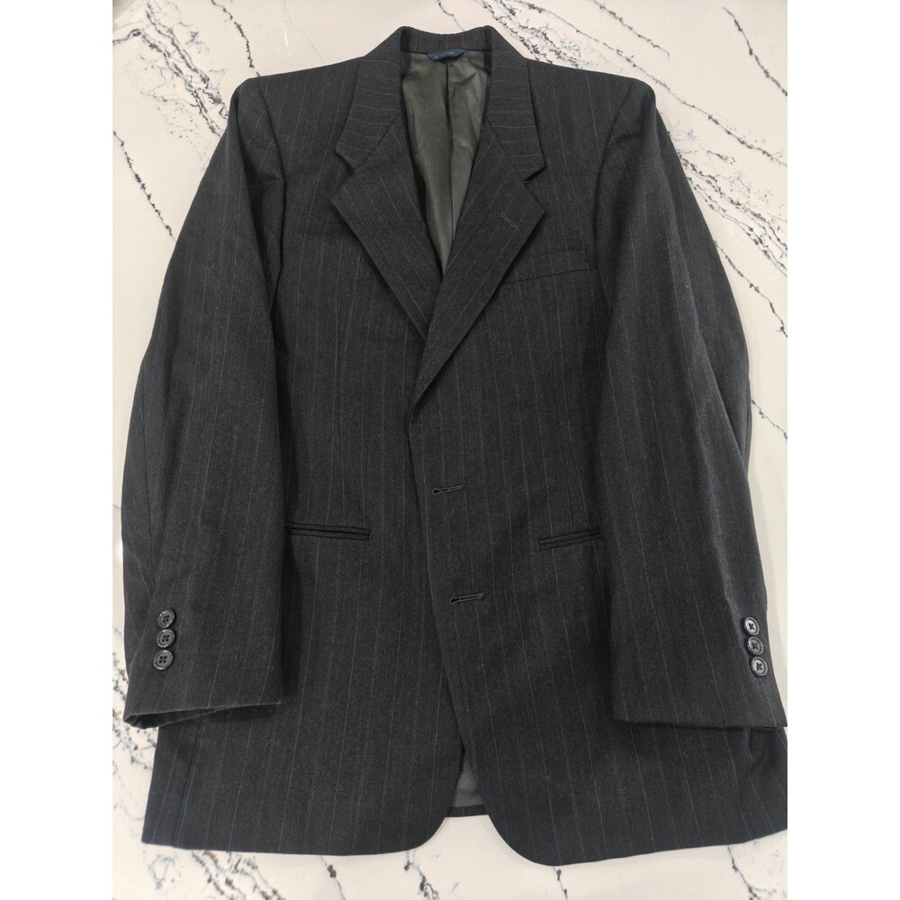 VTG Givenchy Blazer Mens 38R Black Striped Sport Coat Wool 2 Button Jacket 80s